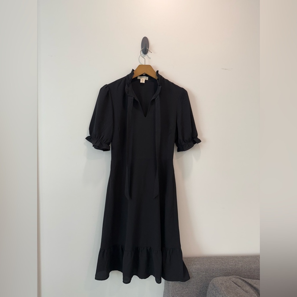 Monteau Black Midi Dress with Ruffle Details